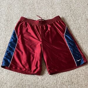 Nike Men's Maroon Athletic Shorts with Navy Panels